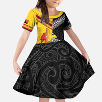 New Zealand And Papua New Guinea Rugby Custom Family Matching Mermaid Dress and Hawaiian Shirt Maori Kiwi With Bird of Paradise