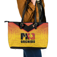Papua New Guinea Rugby Leather Tote Bag Go Orchids Pacific Champions LT05 - Polynesian Pride