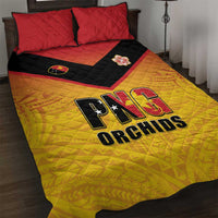 Papua New Guinea Rugby Quilt Bed Set Go Orchids Pacific Champions LT05 Yellow - Polynesian Pride