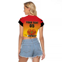 Papua New Guinea Rugby Custom Raglan Cropped T Shirt Go Orchids Pacific Champions LT05 - Polynesian Pride
