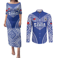 Fetu Samoa Rugby Custom Couples Matching Puletasi and Long Sleeve Button Shirt Go Champions
