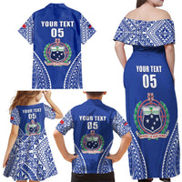 Fetu Samoa Rugby Custom Family Matching Off Shoulder Maxi Dress and Hawaiian Shirt Go Champions