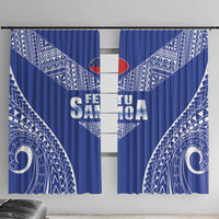 Fetu Samoa Rugby Window Curtain Go Champions LT05 With Hooks Blue - Polynesian Pride