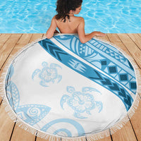 Blue Polynesian Tribal Turtle Floral Pattern Beach Blanket LT05 - Polynesian Pride