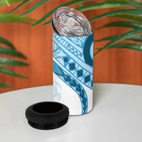 Blue Polynesian Tribal Turtle Floral Pattern 4 in 1 Can Cooler Tumbler LT05 - Polynesian Pride
