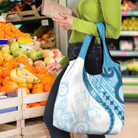 Blue Polynesian Tribal Turtle Floral Pattern Grocery Bag LT05 - Polynesian Pride