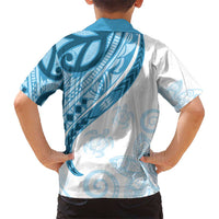 Blue Polynesian Tribal Turtle Floral Pattern Hawaiian Shirt LT05 - Polynesian Pride