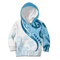 Blue Polynesian Tribal Turtle Floral Pattern Kid Hoodie