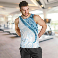 Blue Polynesian Tribal Turtle Floral Pattern Men Tank Top LT05 Blue - Polynesian Pride