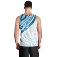 Blue Polynesian Tribal Turtle Floral Pattern Men Tank Top LT05 - Polynesian Pride