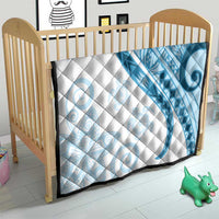 Blue Polynesian Tribal Turtle Floral Pattern Quilt