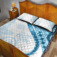 Blue Polynesian Tribal Turtle Floral Pattern Quilt Bed Set LT05 - Polynesian Pride
