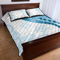 Blue Polynesian Tribal Turtle Floral Pattern Quilt Bed Set LT05 - Polynesian Pride