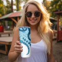 Blue Polynesian Tribal Turtle Floral Pattern Skinny Tumbler