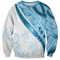 Blue Polynesian Tribal Turtle Floral Pattern Sweatshirt LT05 Unisex Blue - Polynesian Pride