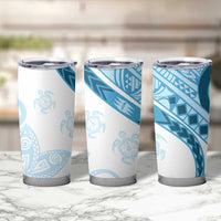 Blue Polynesian Tribal Turtle Floral Pattern Tumbler Cup LT05 - Polynesian Pride