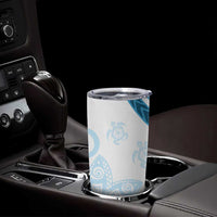 Blue Polynesian Tribal Turtle Floral Pattern Tumbler Cup LT05 - Polynesian Pride