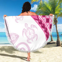 Rose Pink Polynesian Tribal Turtle Floral Pattern Beach Blanket LT05 - Polynesian Pride