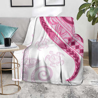 Rose Pink Polynesian Tribal Turtle Floral Pattern Blanket LT05 - Polynesian Pride