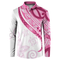 Rose Pink Polynesian Tribal Turtle Floral Pattern Button Sweatshirt LT05 Pink - Polynesian Pride