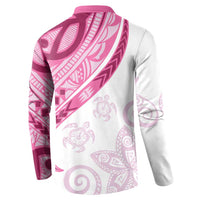 Rose Pink Polynesian Tribal Turtle Floral Pattern Button Sweatshirt LT05 - Polynesian Pride