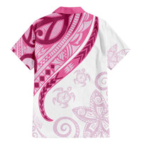 Rose Pink Polynesian Tribal Turtle Floral Pattern Family Matching Mermaid Dress and Hawaiian Shirt
