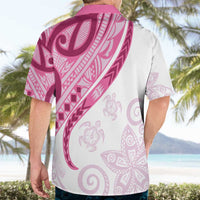Rose Pink Polynesian Tribal Turtle Floral Pattern Hawaiian Shirt LT05 - Polynesian Pride