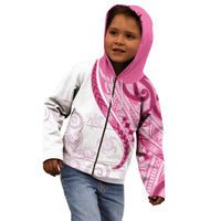 Rose Pink Polynesian Tribal Turtle Floral Pattern Kid Hoodie