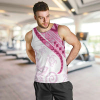 Rose Pink Polynesian Tribal Turtle Floral Pattern Men Tank Top LT05 Pink - Polynesian Pride