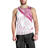 Rose Pink Polynesian Tribal Turtle Floral Pattern Men Tank Top LT05 - Polynesian Pride