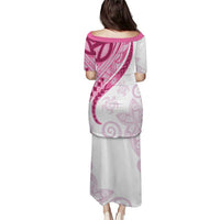 Rose Pink Polynesian Tribal Turtle Floral Pattern Puletasi LT05 - Polynesian Pride