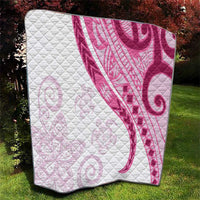 Rose Pink Polynesian Tribal Turtle Floral Pattern Quilt