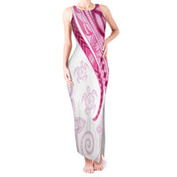 Rose Pink Polynesian Tribal Turtle Floral Pattern Tank Maxi Dress LT05 Women Pink - Polynesian Pride