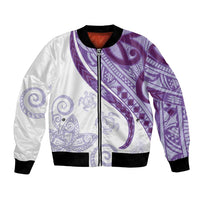 Purple Polynesian Tribal Turtle Floral Pattern Bomber Jacket LT05 Unisex Purple - Polynesian Pride