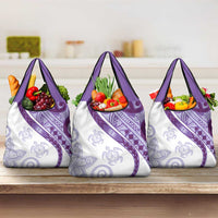 Purple Polynesian Tribal Turtle Floral Pattern Grocery Bag LT05 3-pack One Size Purple - Polynesian Pride