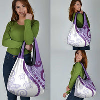 Purple Polynesian Tribal Turtle Floral Pattern Grocery Bag LT05 - Polynesian Pride