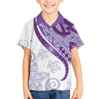 Purple Polynesian Tribal Turtle Floral Pattern Hawaiian Shirt LT05 - Polynesian Pride