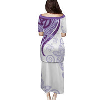 Purple Polynesian Tribal Turtle Floral Pattern Puletasi LT05 - Polynesian Pride