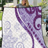 Purple Polynesian Tribal Turtle Floral Pattern Quilt