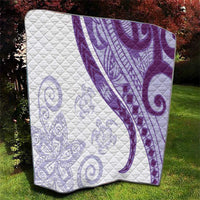 Purple Polynesian Tribal Turtle Floral Pattern Quilt