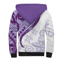Purple Polynesian Tribal Turtle Floral Pattern Sherpa Hoodie LT05 - Polynesian Pride