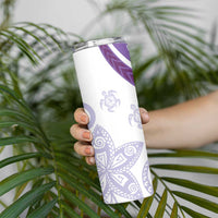 Purple Polynesian Tribal Turtle Floral Pattern Skinny Tumbler