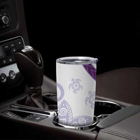 Purple Polynesian Tribal Turtle Floral Pattern Tumbler Cup LT05 - Polynesian Pride