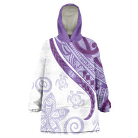 Purple Polynesian Tribal Turtle Floral Pattern Wearable Blanket Hoodie LT05 One Size Purple - Polynesian Pride