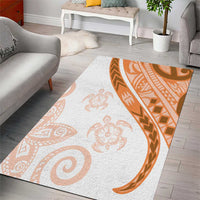 Orange Polynesian Tribal Turtle Floral Pattern Area Rug LT05 - Polynesian Pride