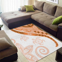 Orange Polynesian Tribal Turtle Floral Pattern Area Rug LT05 - Polynesian Pride
