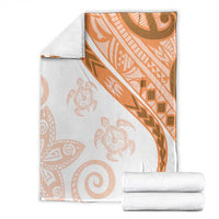 Orange Polynesian Tribal Turtle Floral Pattern Blanket LT05 - Polynesian Pride