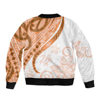 Orange Polynesian Tribal Turtle Floral Pattern Bomber Jacket LT05 - Polynesian Pride