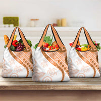 Orange Polynesian Tribal Turtle Floral Pattern Grocery Bag LT05 3-pack One Size Orange - Polynesian Pride