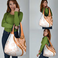 Orange Polynesian Tribal Turtle Floral Pattern Grocery Bag LT05 - Polynesian Pride